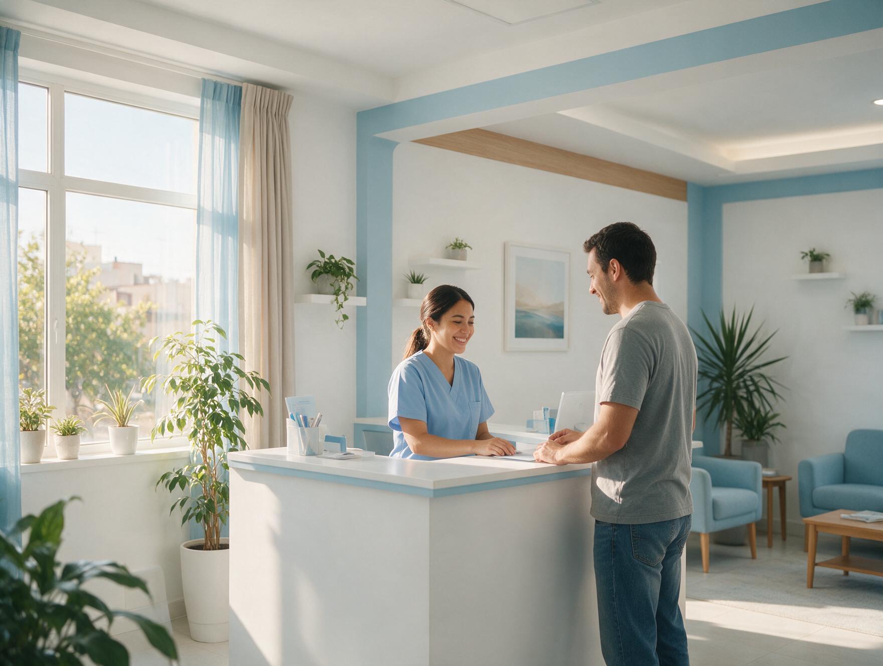 Recepción de una clínica médica y dental